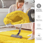 OLANLY 2x6 Machine Washable Runner Rugs for Hallway, Soft Fluffy Shaggy Bedside Rugs for Bedroom, Living Room, Indoor Floor Carpet for Kids Girls and Boys, Nursery Rooms, Home Decor Aesthetic, Yellow