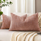 decorUhome Textured Chenille Throw Pillow Covers 20x20 Set of 2 Pink