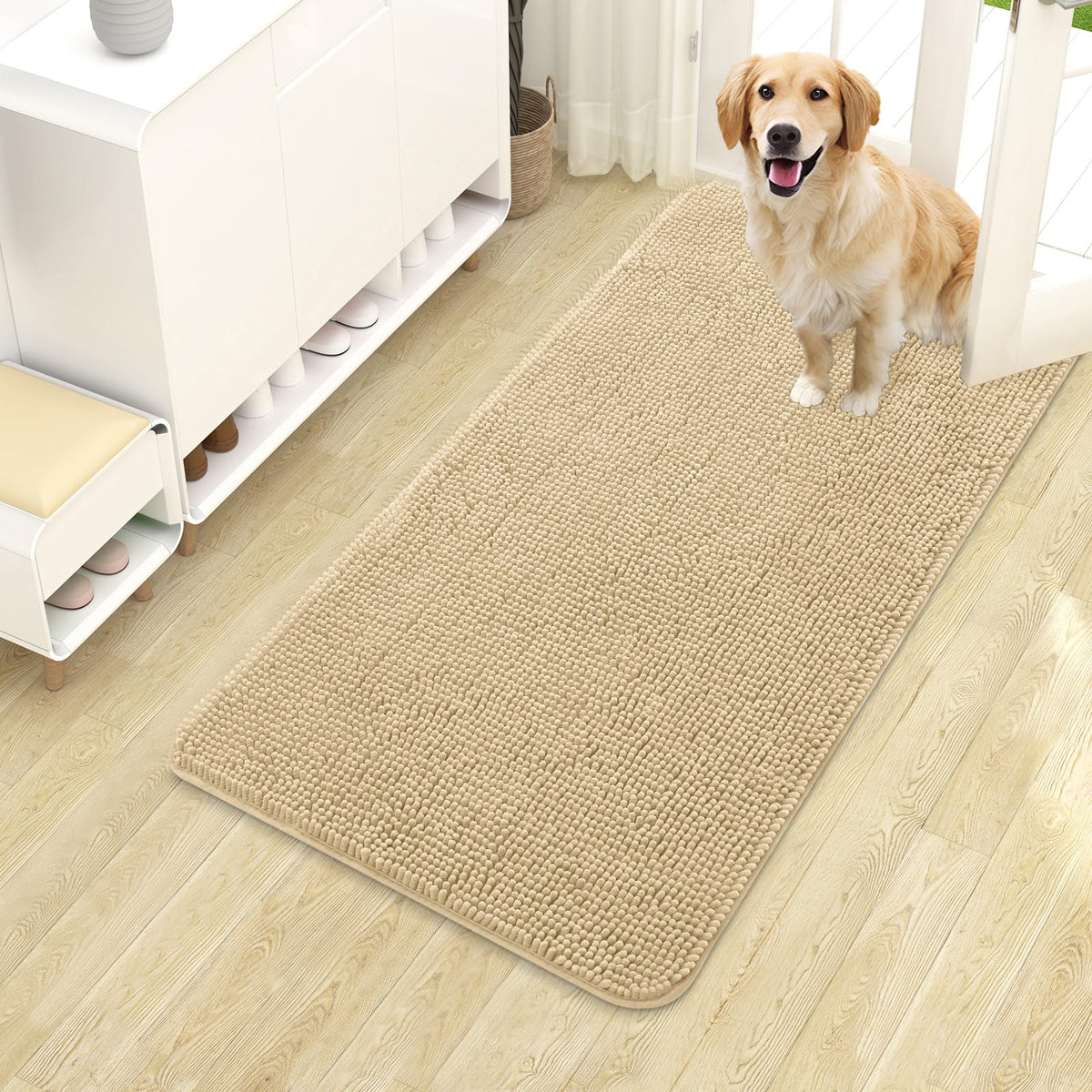 OLANLY Dog Door Mat for Muddy Paws 40x24, Super Absorbent Chenille Mud Mat