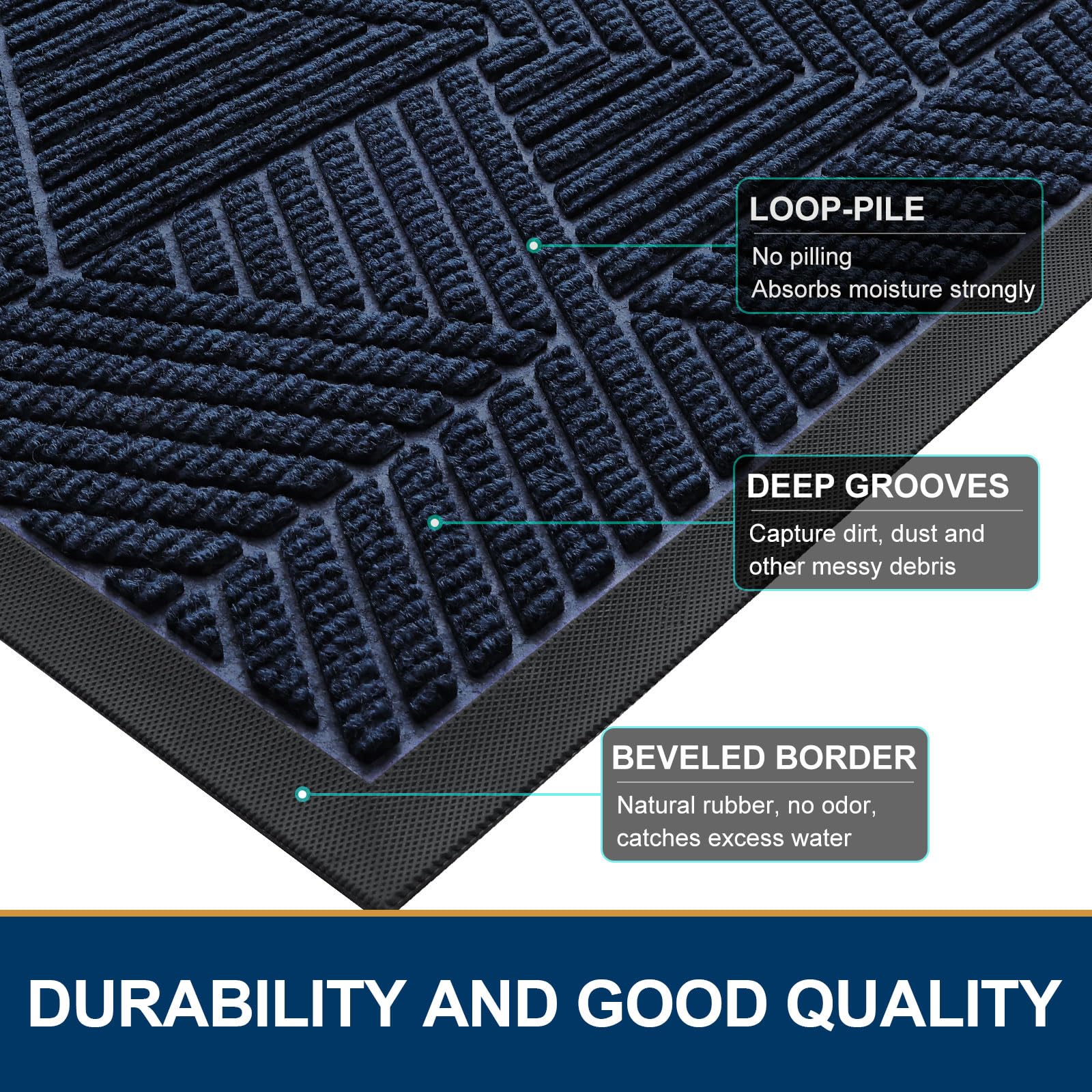 Smiry Front Door Mat Outside Entrance, Low Profile Rubber Doormat, 59x20
