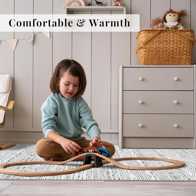 4x5 Washable Entryway Area Rug: Modern Moroccan Runner Rugs Indoor Soft Non Slip Door Mat for Living Room Low Pile Thin Floor Carpet for Kitchen Dining Room Bedroom Home Office Decor(4x5,Grey)