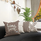 YCOLL Pillow Covers 18x18 Set of 4, Modern Sofa Throw Pillow Cover, Decorative Outdoor Linen Fabric Pillow Case for Couch Bed Car, Khaki