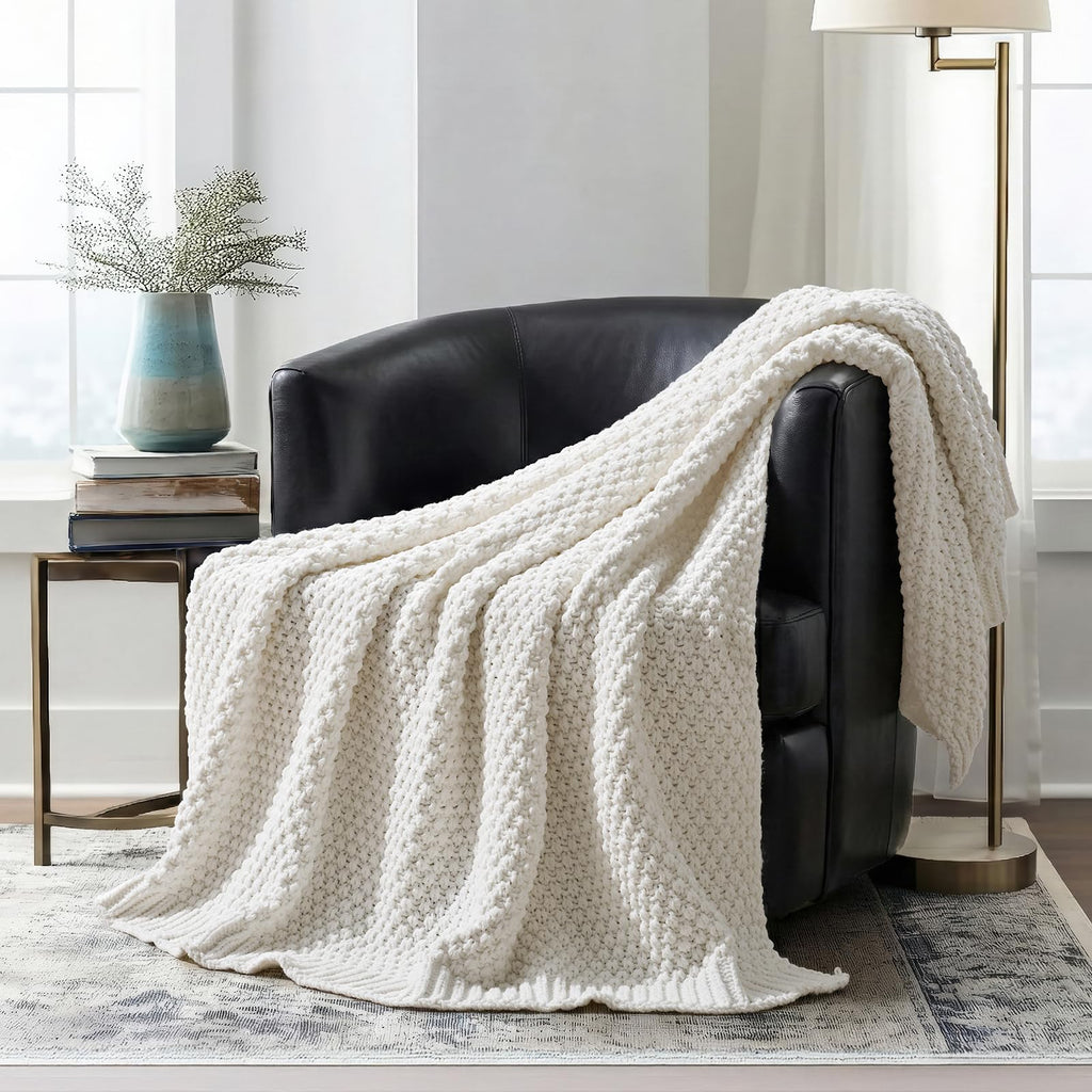 EVERGRACEHOME Chunky Chenille Knit Throw Blanket, 60 x 80, Terracotta Clay