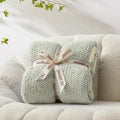 Snuggle Sac Heather Sage Green Throw Blanket for Couch, Reversible Super Soft Knitted Blankets Warm Cozy Fuzzy Throws for Sofa, Bed, Camping, Sage Green, 50x60 inches