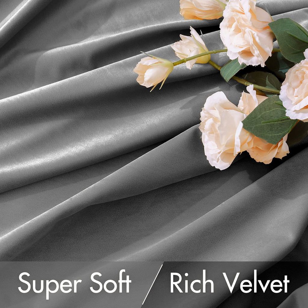 MIULEE Grey Velvet Curtains 52x84 inches 2 Panels Luxury Blackout Curtains