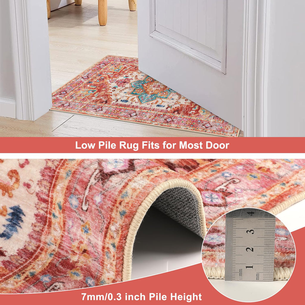 Yamaziot Washable Runner Rug, 2x8 Non-Slip Boho Vintage Hallway Kitchen Rug