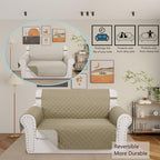 Reversible Loveseat Sofa Covers Couch Cover Furniture Protector(Loveseat,Camel/Beige)