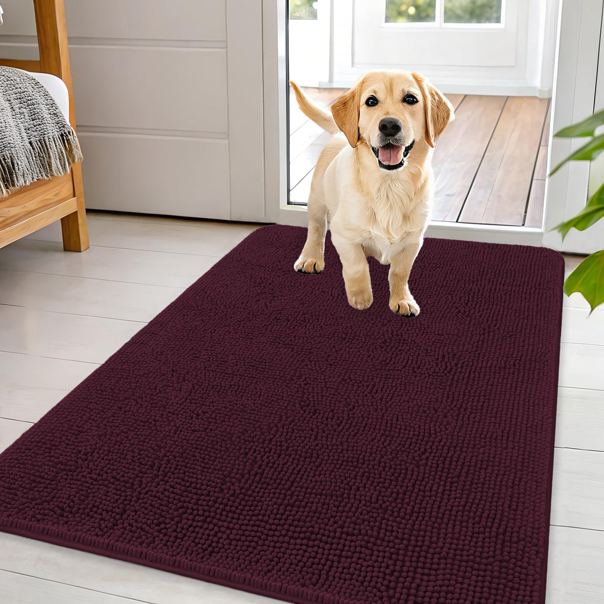 OLANLY Dog Door Mat for Muddy Paws 44x32, Super Absorbent Chenille Mud Mat
