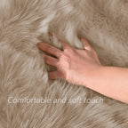 Latepis Light Brown Beige Faux Sheepskin Fur 2x10 Runner Rug for Hallway Non-Slip Shag Rug for Bedroom Living Room Rugs Carpet for Home Decor Rectangle