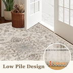 2x3 Area Rugs Living Room Rug: Washable Vintage Distressed Floral Rug No Slip Stain Resistant Soft Carpet Indoor Large Carpets for Bedroom Dining Room Farmhouse Nursery Hallway Home Office Brown Beige