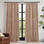 RYB HOME Blush Velvet Curtains 72 inches with Hook Belt, Back Tab
