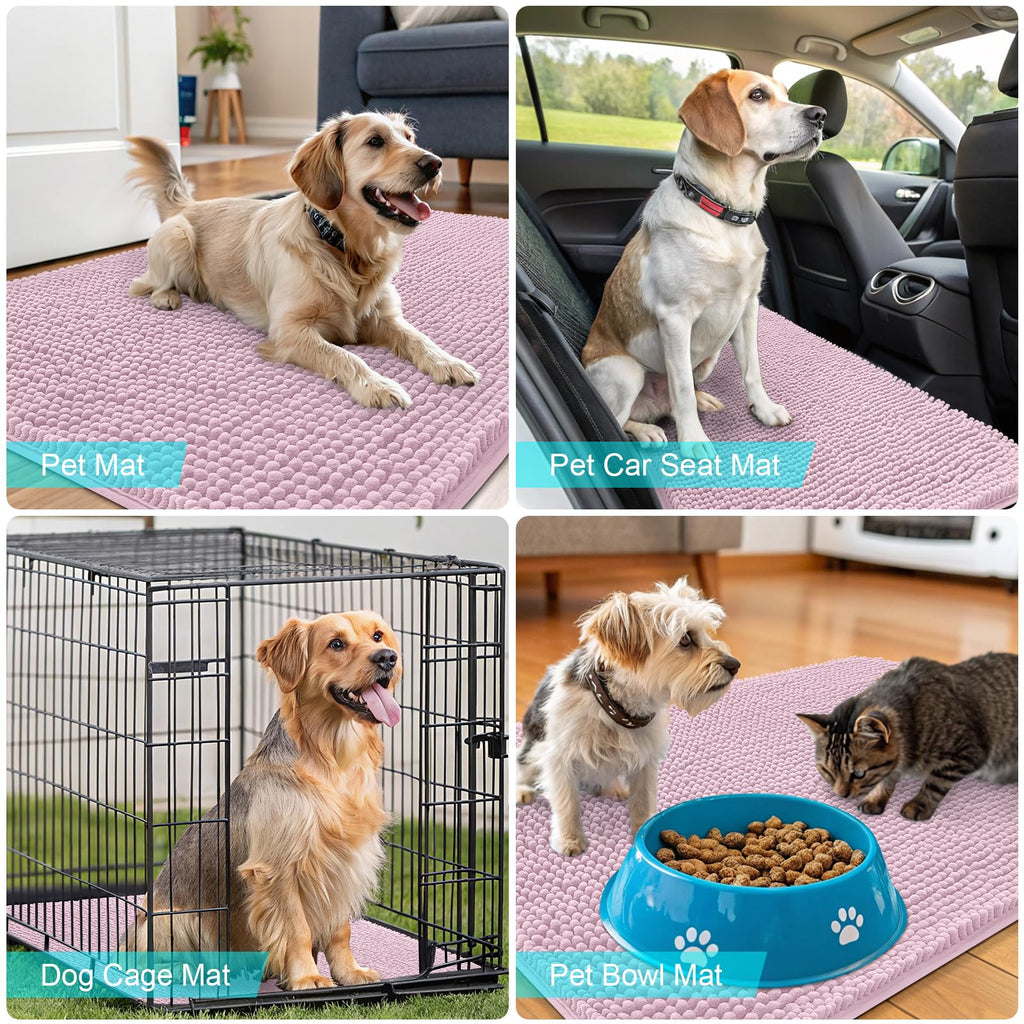 OLANLY Dog Door Mat for Muddy Paws 35x24, Super Absorbent Chenille Mud Mat