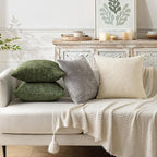 MIULEE Pack of 2 Couch Throw Pillow Covers 20x20 Inch Olive Green Modern Boho Accent Decorative Pillow Covers Soft Chenille Farmhouse Cushion Covers for Home Decor Bed Sofa Living Room