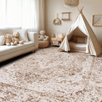 Lofus 5x7 Area Rugs for Living Room, Washable Area Rug, Rugs for Bedroom, Kitchen, Vintage Boho Carpet, Soft Non-Slip, Low Pile Large Area Rug for Office Dining Room, Vintage Beige Brown