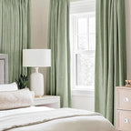 MIULEE 100% Blackout Linen Curtains for Bedroom 52x96 Inches Sage Green