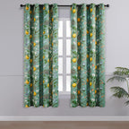 Topfinel 48 Inches Long Short Sage Green Blackout Curtains for Cafe Kitchen, Grommet Room Darkening Luxury Floral Lemon Hummingbird Patterned Waverly Colorful Drapes for Living Room Bedroom