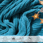 lifein Chenille Throw Blanket 50x60 - Soft Boho Knitted Blanket for Couch Cozy Farmhouse Decor Bed Throw, Lightweight All Season Teal Blanket, Decorative for Living Room Bedroom Spring Decor