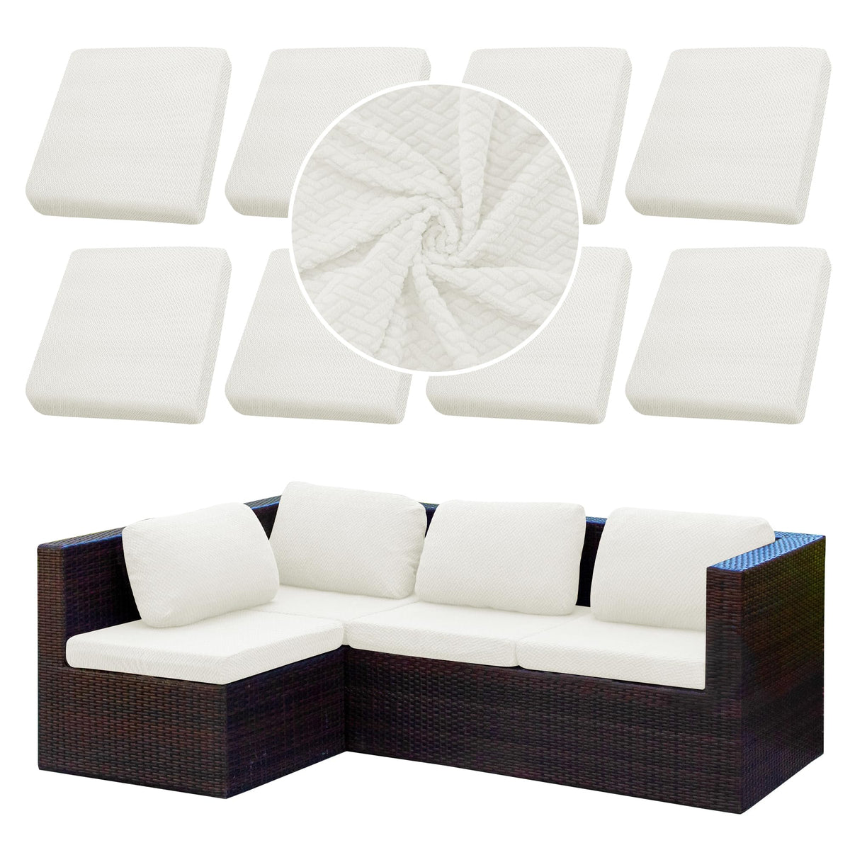 SUKAIKEQA 8PCS Patio Cushion Covers.Patio Furniture Couch SeatSlipcovers