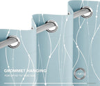 Deconovo Blackout Curtains, Thermal Insulated Soundproof Grommet Drapes, Wave Dot Foil Print, 42 x 45 Inch, Set of 2, Machine Washable Window Panel for Bedroom Living Room Nursery Kitchen, Light Blue