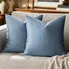 GIGIZAZA Stone Blue Velvet Throw Pillow Covers 20x20 Pack of 2