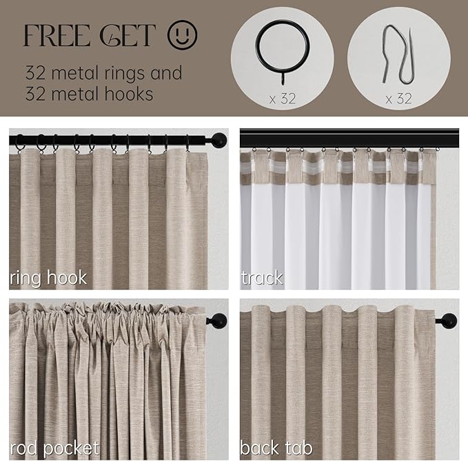 Topfinel 100 Inch Long Blackout Country Curtains for Bedroom 2 Panels Set, Large Window Custom Closet Sun Blocking Ceiling Aesthetic Rod Pocket Opaque Drapes with Rings for Sliding Glass Doors 2pcs