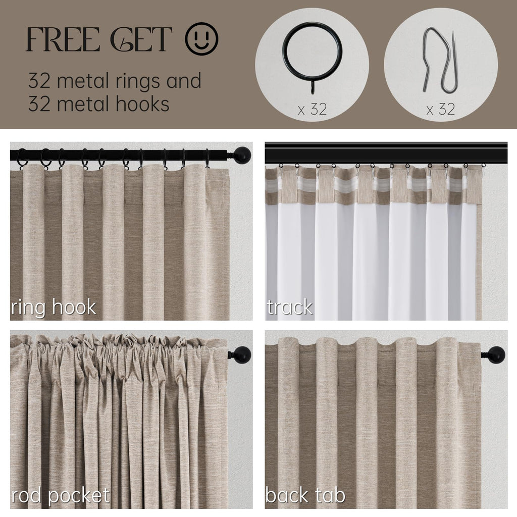 Topfinel Long Curtains for Living Room Custom 105 Inch, Sun Blocking Elegant Internet Famous Curtains Burg for Bedroom Aesthetic Thermal Blackout Drapes Fabric Thick 2panels Back Tab Hooks Pleated