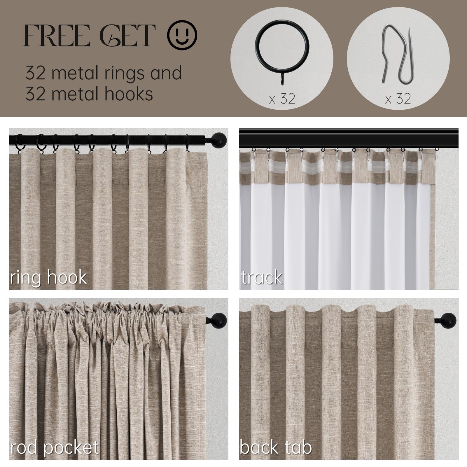 Topfinel Long Curtains for Living Room Custom 105 Inch, Sun Blocking Elegant Internet Famous Curtains Burg for Bedroom Aesthetic Thermal Blackout Drapes Fabric Thick 2panels Back Tab Hooks Pleated