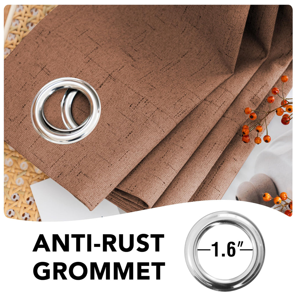 H.VERSAILTEX 100% Blackout Curtains for Bedroom Thermal Insulated Linen Textured Curtains Heat and Full Light Blocking Drapes Living Room Curtains 2 Panel Sets, Washed Spice, 52x72 Inch