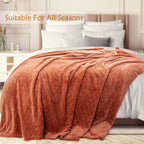 TOONOW Fleece Blanket Textured Fuzzy Plush Throw Blanket Twin Size 60" x 80", Super Soft Fluffy Bed Blanket Geometric Pattern Comfy Microfiber Flannel Blankets for Couch, Bed, Sofa, Carnelian