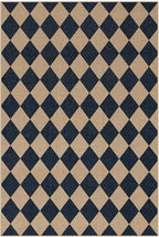Lahome Colette Checkered Easy Jute Outdoor Rug, Large 6x9 Rug for Living Room Checkerboard Indoor Outdoor Carpet, Farmhouse Patio Office Mat Geometric Non Slip Black Carpet for Backyard Dining Room
