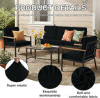 hyha 4Pcs Patio Cushion Covers, Stretch Outdoor Couch Cushion Covers Replacement, Washable Outdoor Chair/Sofa Slipcovers for Patio Furniture Cushions Protector with Elastic Bottom(Black,Cover Only)