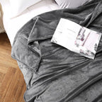 TASTHROW Large Flannel Fleece Throw Blanket, 90×90 Inch - Cozy Lightweight Thick Blanket - All Seasons Suitable for Women, Men and Kids (Grey)
