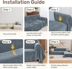 Sectional Couch Covers, 2 Pieces Washable L Shaped Couch Covers Sofa Blanket for Dogs Pet Friendly Sectional Sofa Slipcovers Furniture Covers,71"x 110"+ 71"x 118",(X-Large,Dusty Blue)