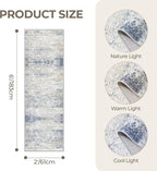 Washable Runner Rugs for Bedroom - 2x6 Runner Rug Non Slip, Ultra-Thin Entryway Runner, Soft Abstract Kitchen Runner for Hallway, Laundry, Indoor Door Mat(2'x6', Blue/Brown/Ivory)