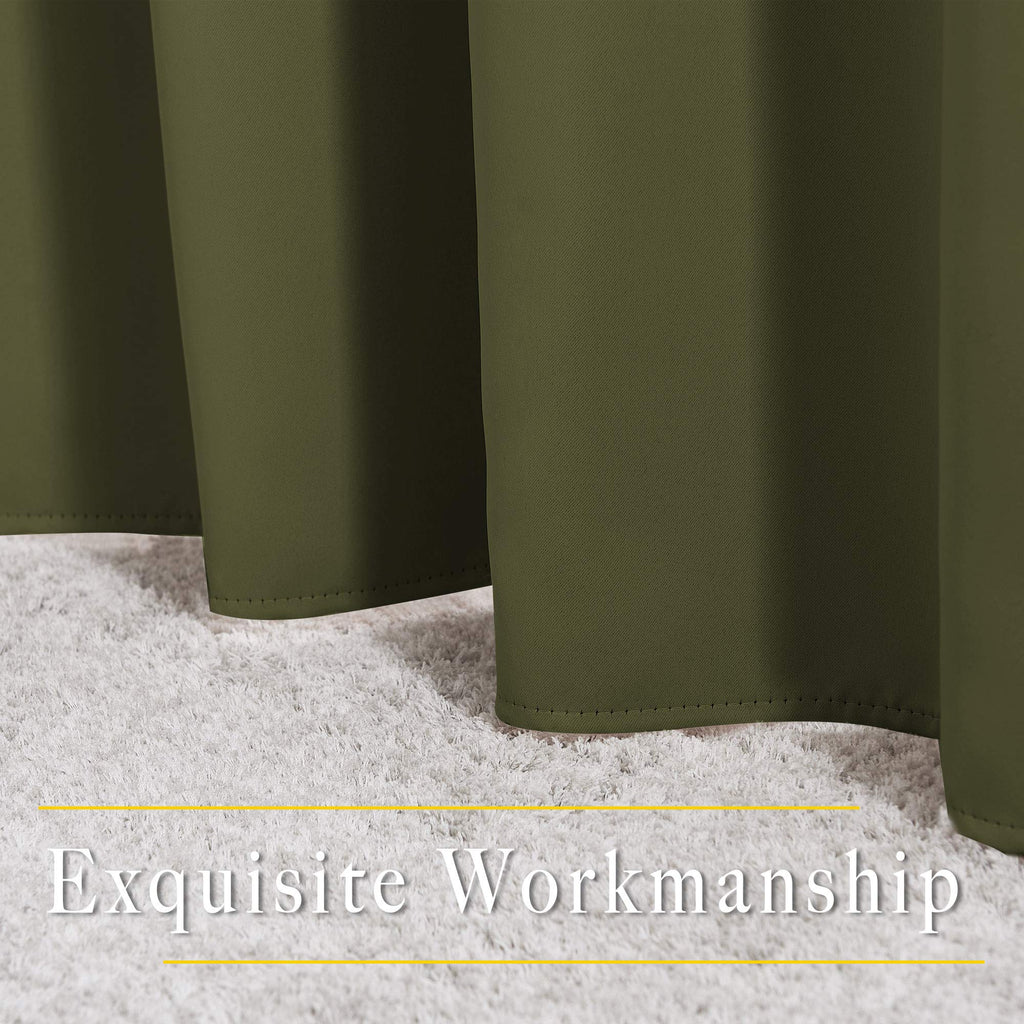 NICETOWN Blackout Curtains for Girls Room - Thermal Insulated Solid Grommet Room Darkening Curtains/Panels/Drape for Bedroom (Olive Green, 1 Pair, 52 by 72-Inch)