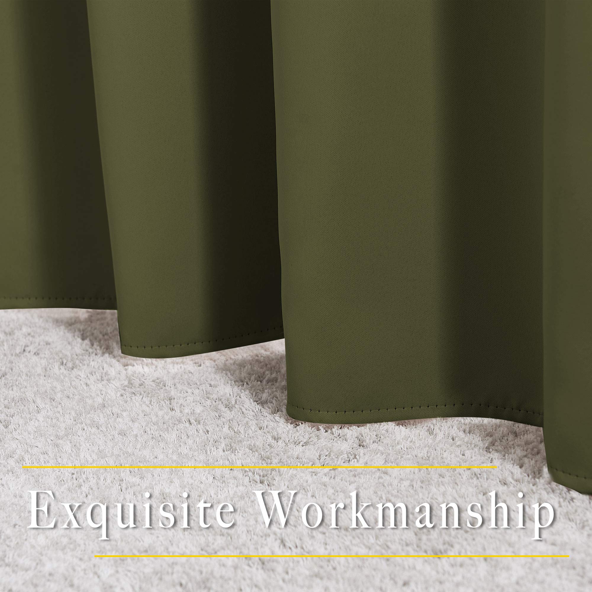 NICETOWN Blackout Curtains for Girls Room - Thermal Insulated Solid Grommet Room Darkening Curtains/Panels/Drape for Bedroom (Olive Green, 1 Pair, 52 by 72-Inch)