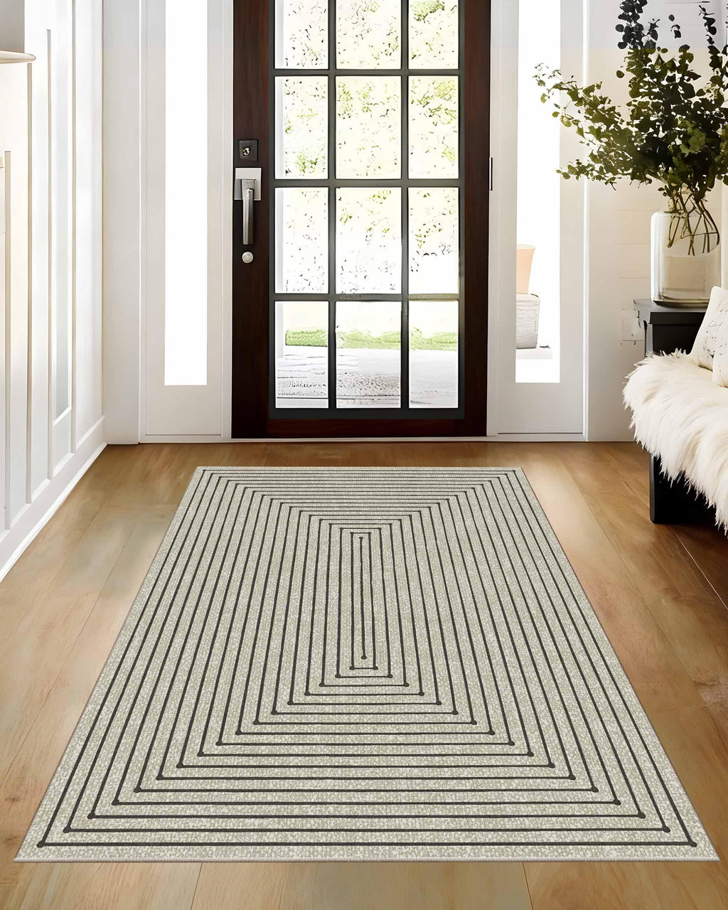 Latte&Fog 3x5 Washable Rug Modern Carpet for Entryway Bedroom, Beige