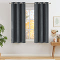 NICETOWN Short Faux Linen Charcoal Gray Blackout Curtains 63 inches Long for Kitchen - Privacy Panels for Living Room Bedroom, Modern Farmhouse Style Easy Care Grommet Top, 2 Panels, W42 by L63