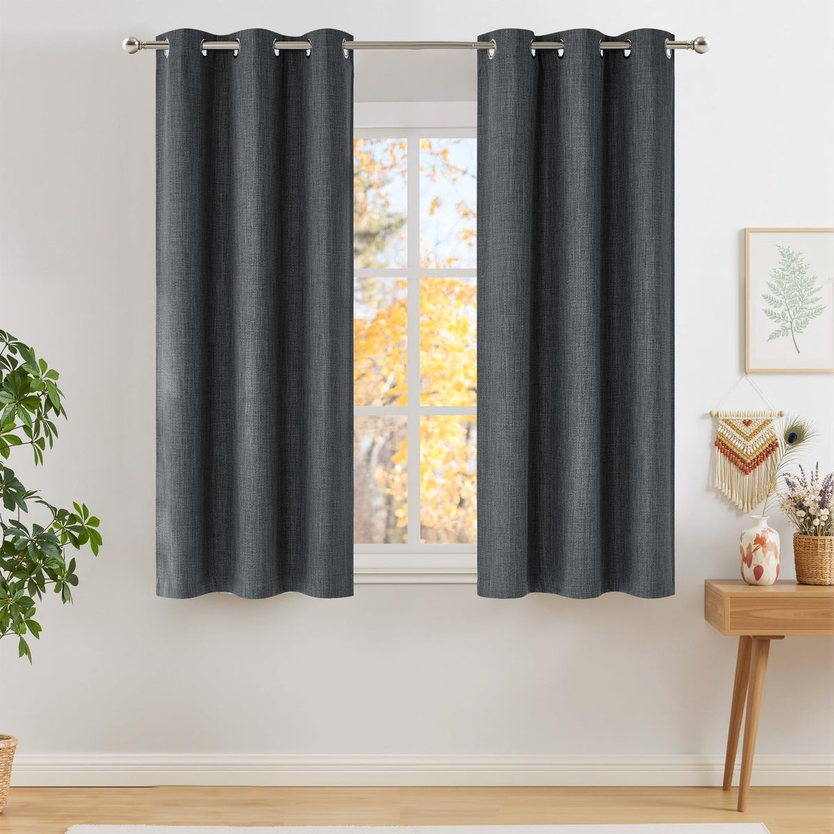 NICETOWN Grey Blackout Curtains for Bedroom 42" Wide x 63" Long 2 Panels