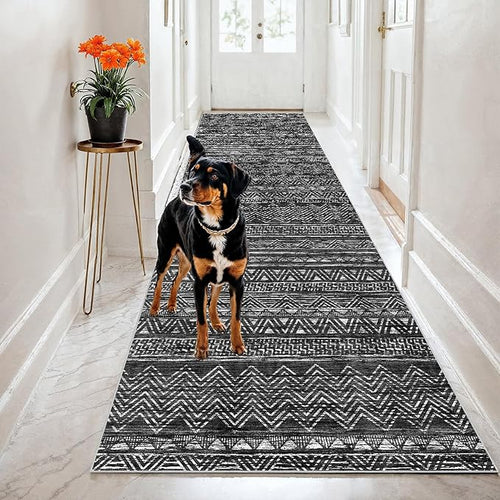 2x8 Runner Rug Washable Moroccan: Non Slip Kitchen Long Floor Mat Charcoal