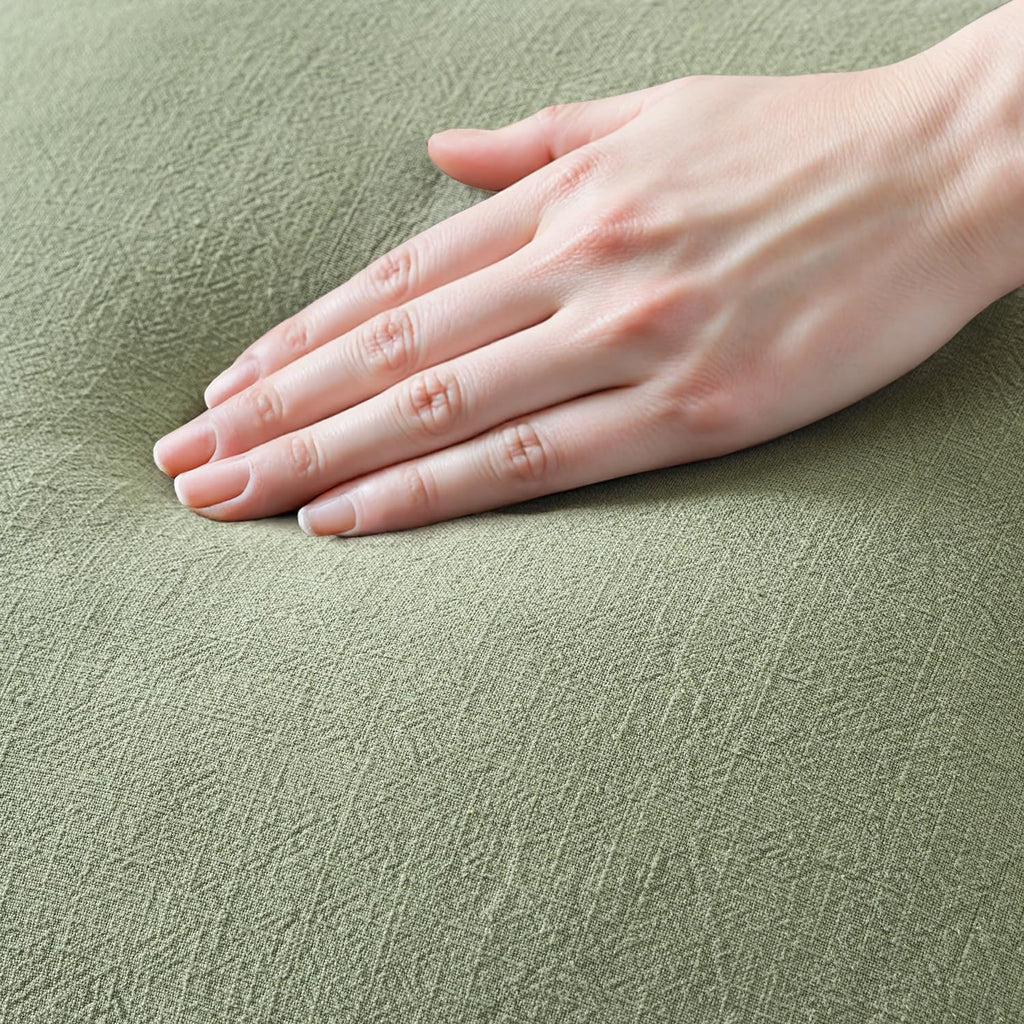 MIULEE Linen Fringe Decorative Euro Throw Pillow Covers Sage Green 24x24