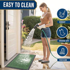 Smiry Front Door Mat Outside Entrance, Heavy Duty Sturdy Natural Rubber Doormat, Trap Dirt and Moisture, Easy Clean Low Profile Welcome Floor Mats for Indoor Outdoor Entry, 47x23 Inch, Green