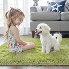 4x6 Area Rugs for Bedroom, Grass Green Soft Fluffy Shag Bedside Rugs