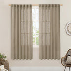 LAMIT Linen Curtains 68 Inch Length 2 Panels, Light Filtering Panels Back Tab and Rod Pocket Neutral Drapes for Bedroom/Window/Living Room, Taupe, 52 x 68 Inch