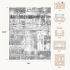 Rugflix 8x10 Large Area Rugs for Living Room, Abstract Washable Rug, Non-Slip, Stain Resistant, Soft Low Pile Carpet, Indoor Grey Rug for Bedroom, Dining Room, Home Office