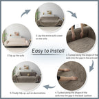 MYSKY HOME Couch Covers for 2 Cushion Couch Sofa, Chenille L Shape Sectional Couch Cover - Pet-Friendly, Machine Washable, Non-Slip Sofa Protector for Dogs, Kids, 71"x118", Sand