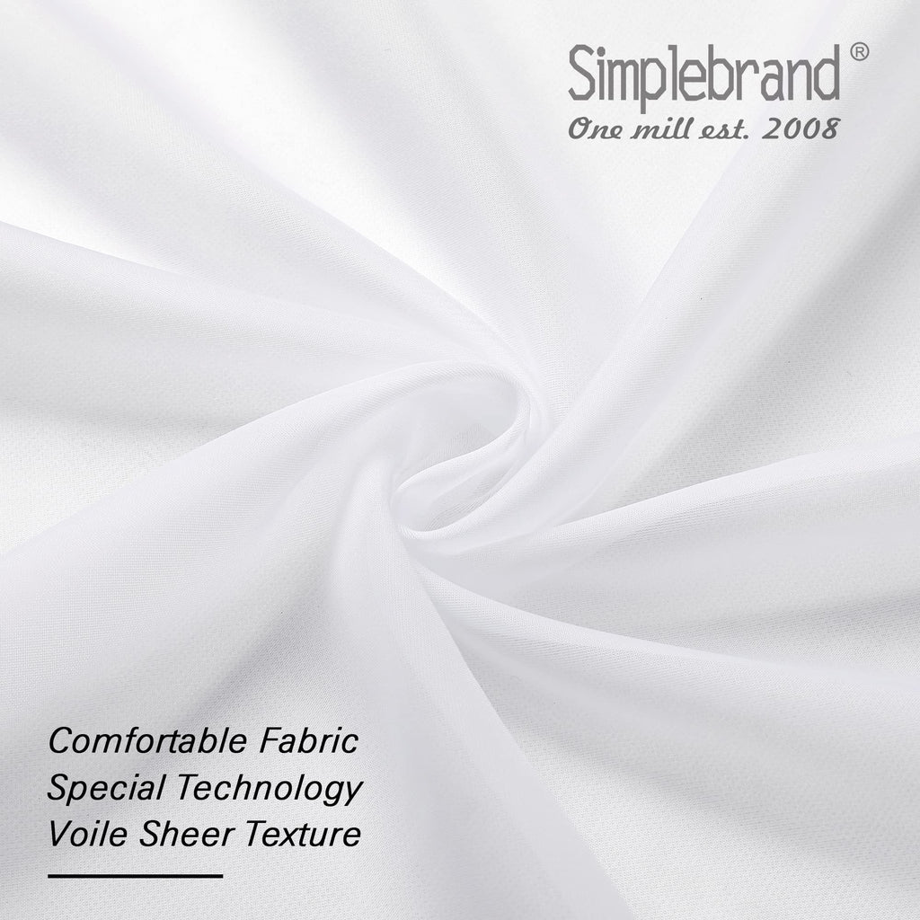 Simplebrand Sheer White Curtains 120 Inches Long, Extra Long Rod Pocket Solid Color Window Sheer Curtain Panels, Elegant Curtains & Drapes for Living Room, Bedroom 2 Panels (White, 2x42x120'')