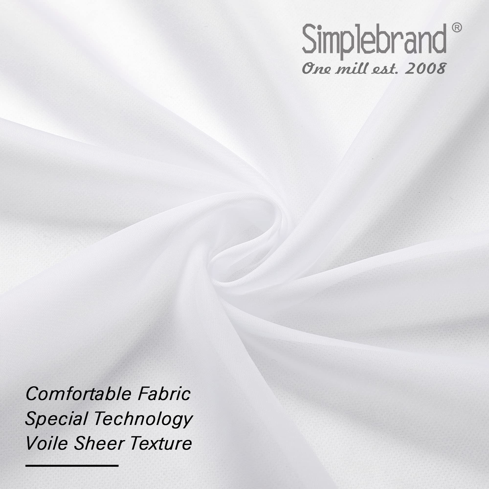 Simplebrand Sheer White Curtains 120 Inches Long, Extra Long Rod Pocket Solid Color Window Sheer Curtain Panels, Elegant Curtains & Drapes for Living Room, Bedroom 2 Panels (White, 2x42x120'')