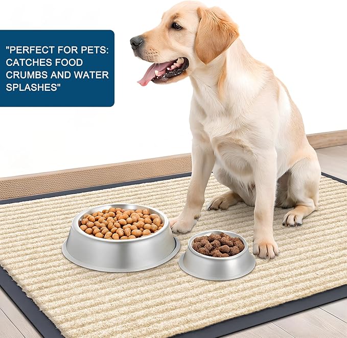 OLANLY Front Door Mat Indoor Outdoor Entrance, 2-Pack 59 x 34 Inch, Waterproof Heavy Duty Doormat, Fade Resistant, Low Profile, Easy Clean Patio Porch Welcome Floor Mats for Entry, Beige