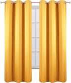 LEMOMO Yellow Thermal Blackout Curtains/42 x 95 Inch/Set of 2 Panels Room Darkening Curtains for Bedroom